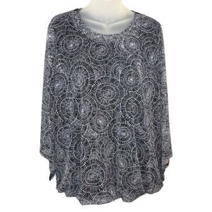 Robert Louis Black and White Circle Print Blouse Size Medium